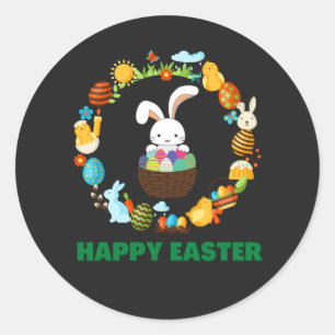 Happy Oaster Holiday Rabbit wünscht Runder Aufkleber