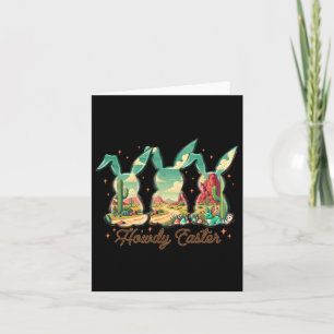 Happy Oaster Howdy Ostereier Bunny Rabbit Cowgirl Karte