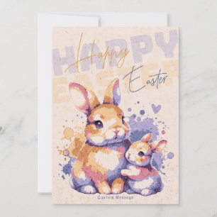 Happy Oaster Hübsch Bunny Rabbit Wassercolor Feiertagskarte