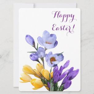 Happy Oaster hübsch lila gelbe Crocus floral Feiertagskarte