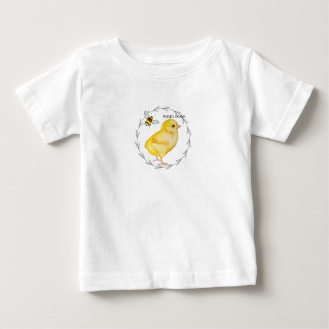 Happy Oaster Huhn und Frühlingsblumen Baby T-shirt (Vorderseite)
