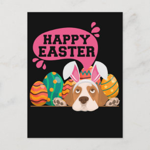 Happy Oaster Hund Funny Hunde Bunny Postkarte