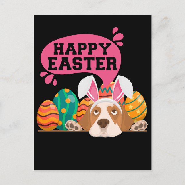 Happy Oaster Hund Funny Hunde Bunny Postkarte (Vorderseite)