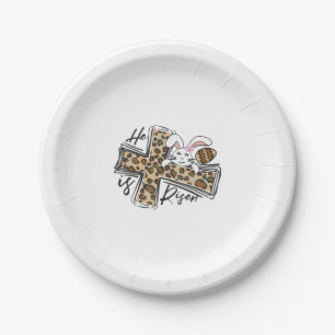 Happy Oaster ist er riss Jesus Cross Ostersonne Pappteller