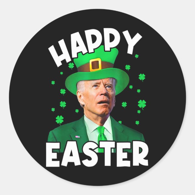 Happy Oaster Joe Biden St Patricks Day Leprechaun Runder Aufkleber (Vorderseite)