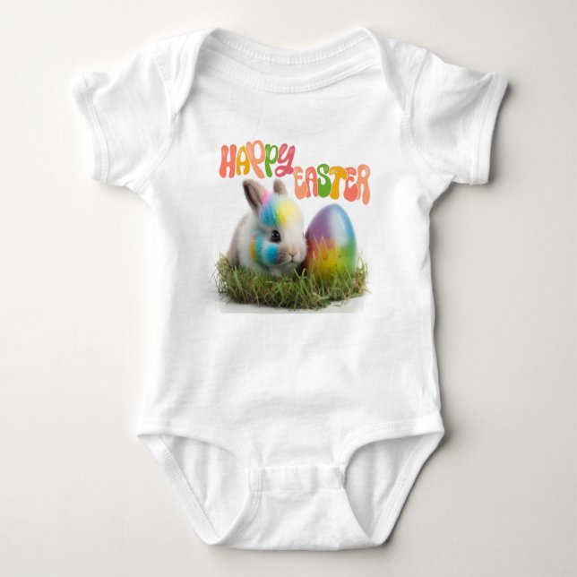 Happy Oaster | Kaninchen mit Ei Baby Strampler (Vorderseite)