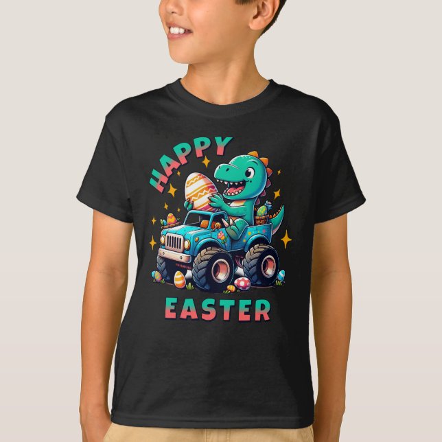Happy Oaster Kawaii Baby Dinosaur Monster Truck T-Shirt (Vorderseite)