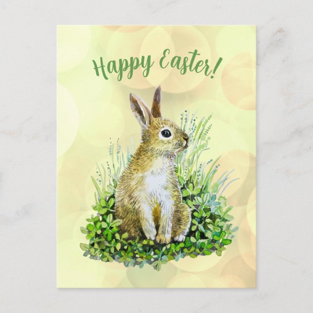 Happy Oaster Kleine sonnige Aquarell Postkarte (Vorderseite)
