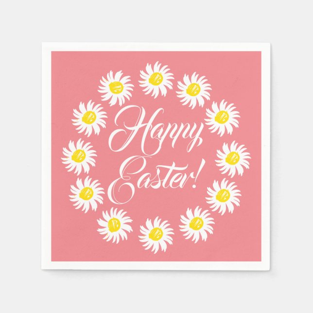 Happy Oaster Koral Drehbuch niedlich zaghaft fröhl Serviette (Vorderseite)