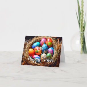 Happy Oaster   Körbchen mit Eiern Feiertagskarte