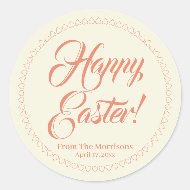 Happy Oaster Lachs Creme Custom Skript Runder Aufkleber (Vorderseite)