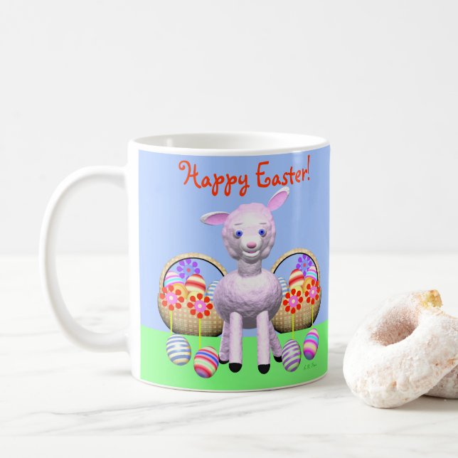 Happy Oaster Lamb and Baskets Kaffeetasse (Mit Donut)