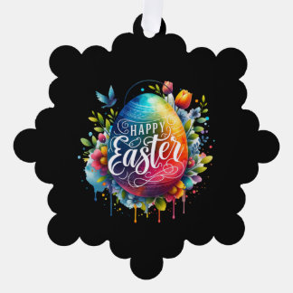 Happy Oaster: Lebhaftes Uferfarbeneier Ornament Karte