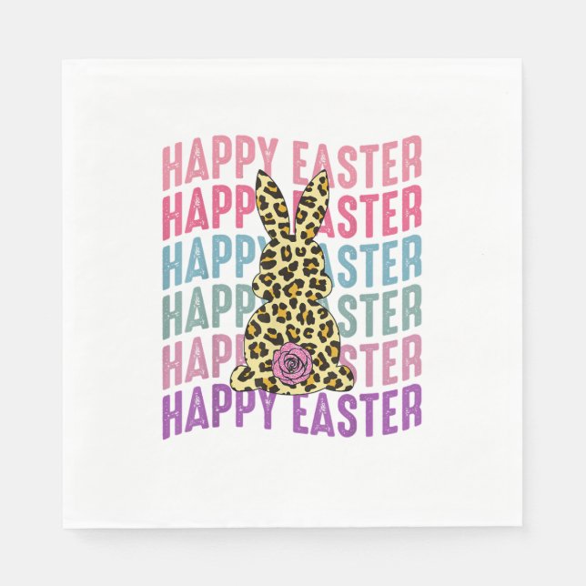 Happy Oaster Leopard Bunny Groovy Niedliches Kanin Serviette (Vorderseite)