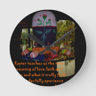 Happy Oaster Liebe Glaube und Hoffnung Wünsche Runde Wanduhr