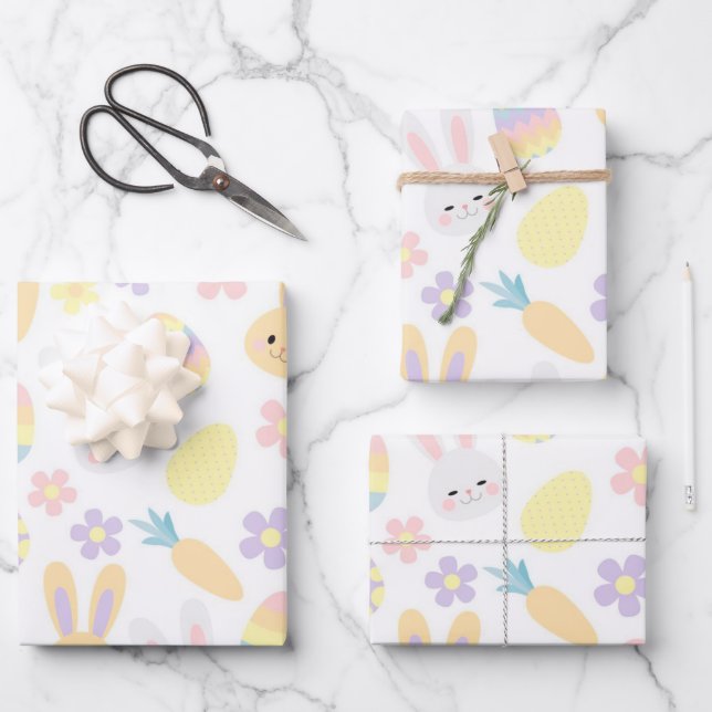 Happy Oaster Lila Rabbit Geschenkpapier Set (Vorderseite)