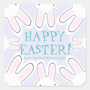 Happy Oaster lilac benutzerdefinierte Text niedlic Quadratischer Aufkleber