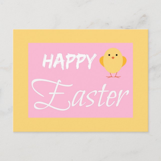 Happy Oaster Little Chick Yellow Feiertagspostkarte (Vorderseite)