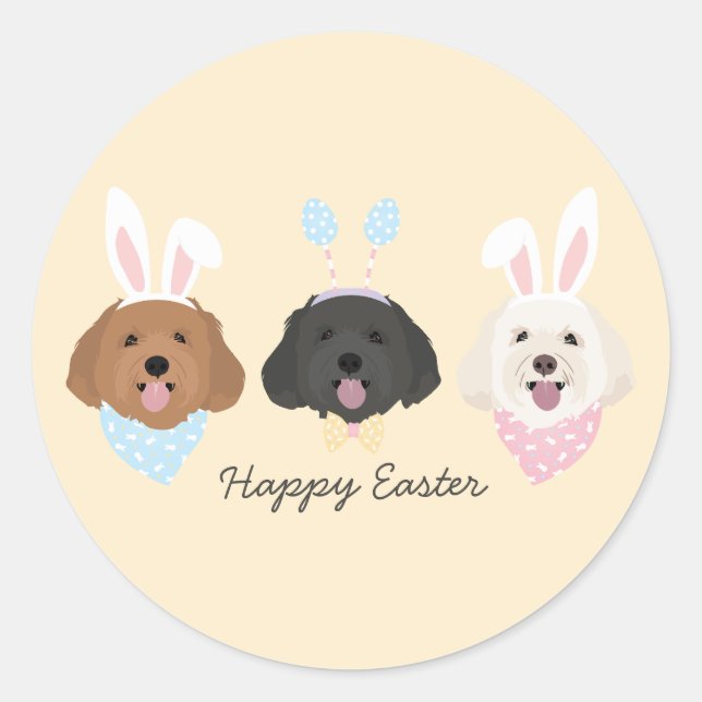 Happy Oaster Maltipoo Hunde Runder Aufkleber (Vorderseite)