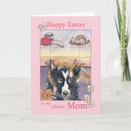 Happy Oaster Mama, Granzwolle Hund in Katzenbonnet Feiertagskarte
