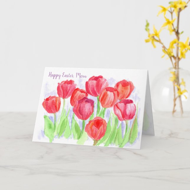 Happy Oaster Mama Red Tulip Blume Karte (Gelbe Blume)