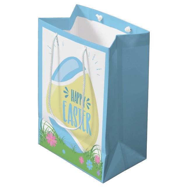 Happy Oaster Medium Geschenktasche Mittlere Geschenktüte (Vorderseite Schrägansicht)