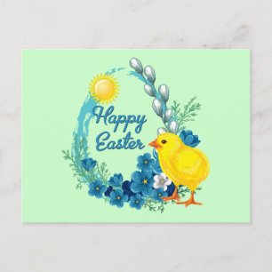 Happy Oaster mit Baby Chick Feiertagspostkarte