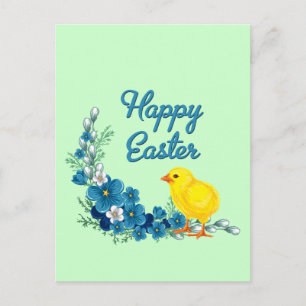 Happy Oaster mit einem Baby Chick Feiertagspostkarte