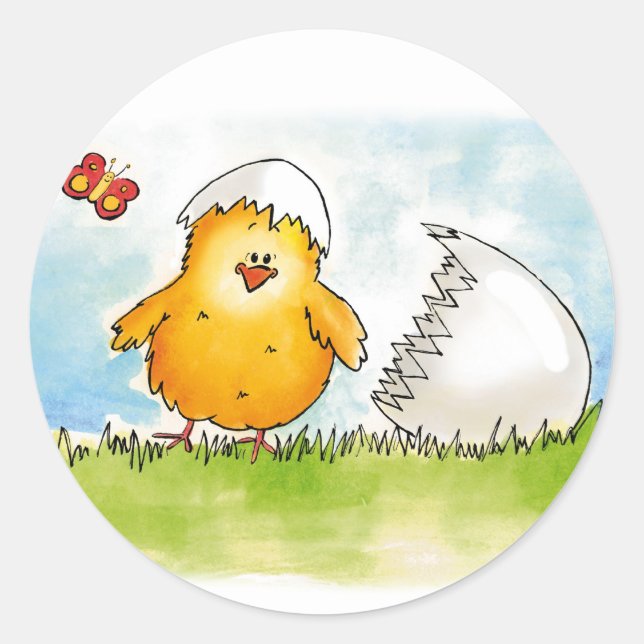 Happy Oaster - Mit Namen personalisieren - Chick j Runder Aufkleber (Vorderseite)