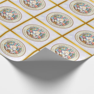 Happy Oaster mit Niedlichem Hasen, Eiern und Blume Geschenkpapier