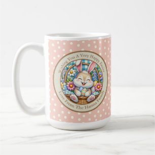 Happy Oaster mit Niedlichem Hasen, Eiern und Blume Kaffeetasse