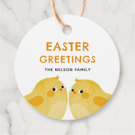 Happy Oaster mit zwei kleinen Hühnern Geschenkanhänger