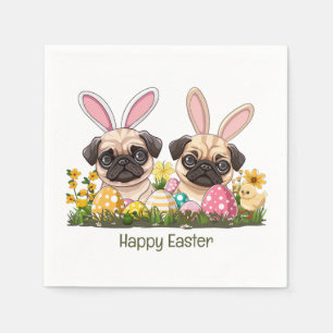 Happy Oaster Mops Hunde Bunny Ears Serviette