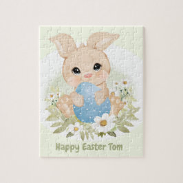 Happy Oaster Niedlich Bunny Blue Egg Personalisier Puzzle