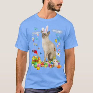 Happy Oaster Niedlich Bunny Cat Tonkinese Eggs Bas T-Shirt