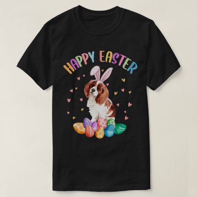 Happy Oaster Niedlich Bunny Cavalier King Charles T-Shirt (Design vorne)