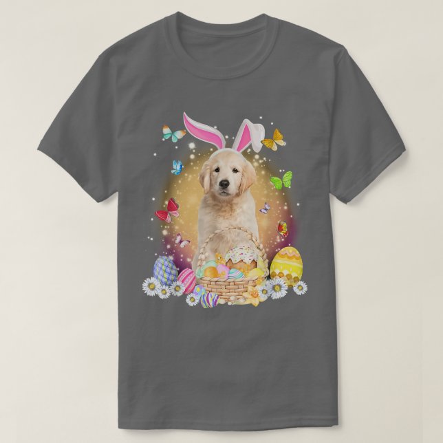 Happy Oaster Niedlich Bunny Dog Golden Retriever E T-Shirt (Design vorne)