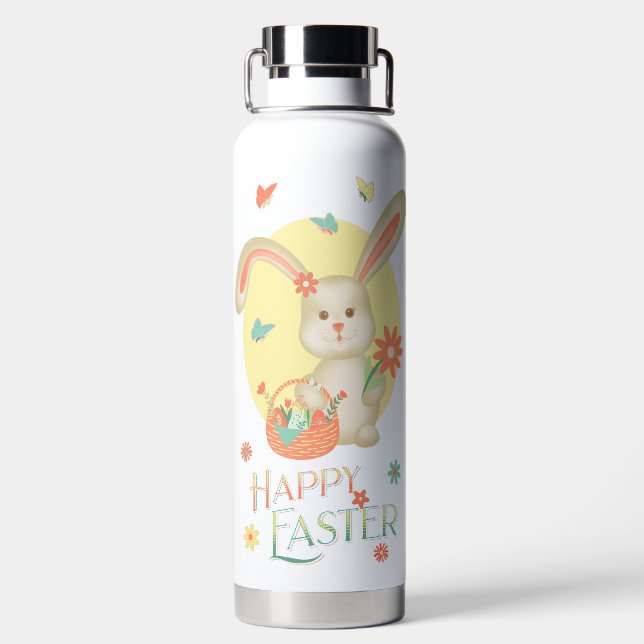 Happy Oaster Niedlich Bunny Gift Personalisiert Trinkflasche (Rückseite)