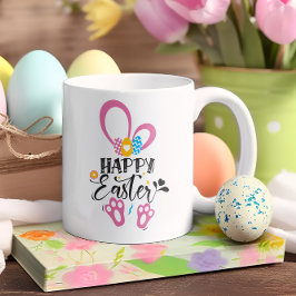 Happy Oaster Niedlich Bunny Long Oars Jagen Geflor Zweifarbige Tasse