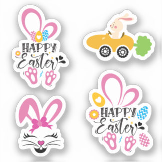 Happy Oaster Niedlich Bunny mit Eggs Collection Pa Aufkleber