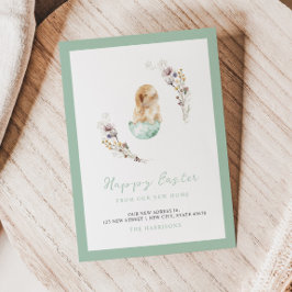 Happy Oaster Niedlich Bunny Neue Zuhause Ankündigu Ankündigung