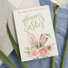 Happy Oaster Niedlich Bunny Oars Wasserfarbe Blume Feiertagspostkarte