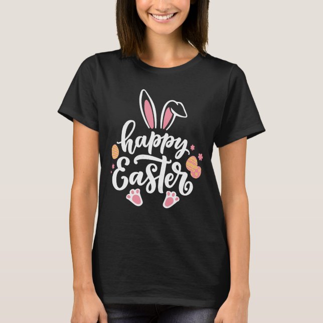 Happy Oaster Niedlich Bunny Paw Egg Hunt T-Shirt (Vorderseite)