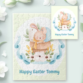 Happy Oaster Niedlich Bunny personalisiert Jigsaw  Puzzle