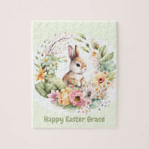 Happy Oaster Niedlich Bunny personalisiert Jigsaw  Puzzle