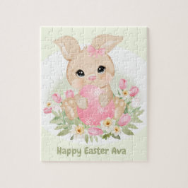 Happy Oaster Niedlich Bunny Pink Egg Personalisier Puzzle