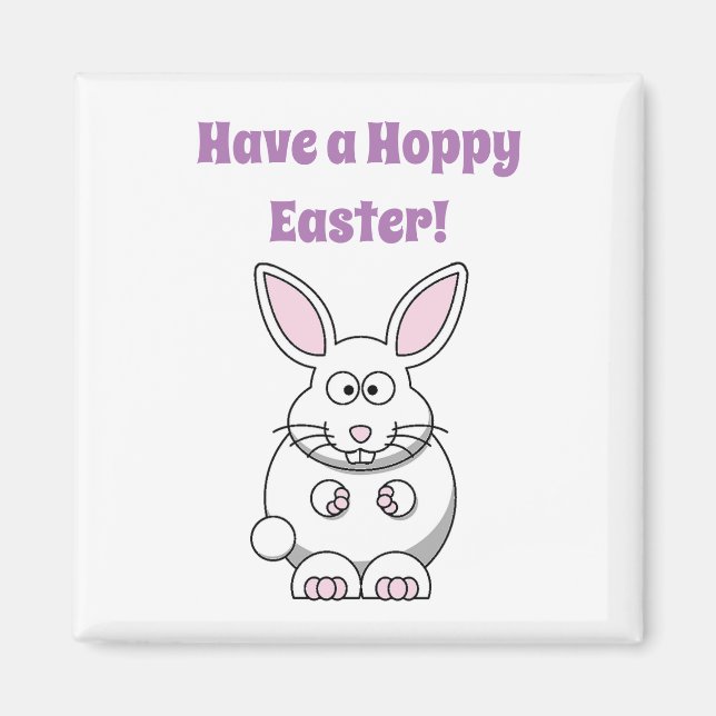 Happy Oaster Niedlich Bunny Rabbit Cartoon Magnet (Vorne)