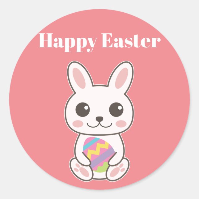 Happy Oaster Niedlich Bunny Runder Aufkleber (Vorderseite)
