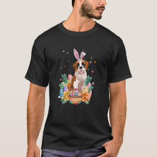 Happy Oaster Niedlich Bunny Saint Bernard Wearing  T-Shirt
