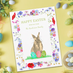 Happy Oaster Niedlich Bunny und Eggs Boho Floral Feiertagspostkarte